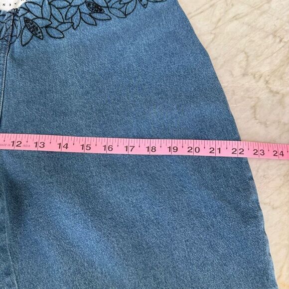 Basix ll vintage floral embellishments straight leg soft denim side zipper sz 12 - Picture 7 of 8